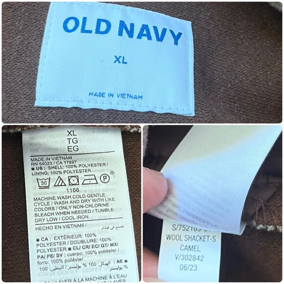 Old Navy New Camel Brown Soft Brushed Loose Fit Utility Shacket Size XL - Picture 12 of 13